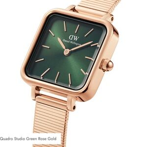 Daniel Wellington quadro studio green rose gold watch